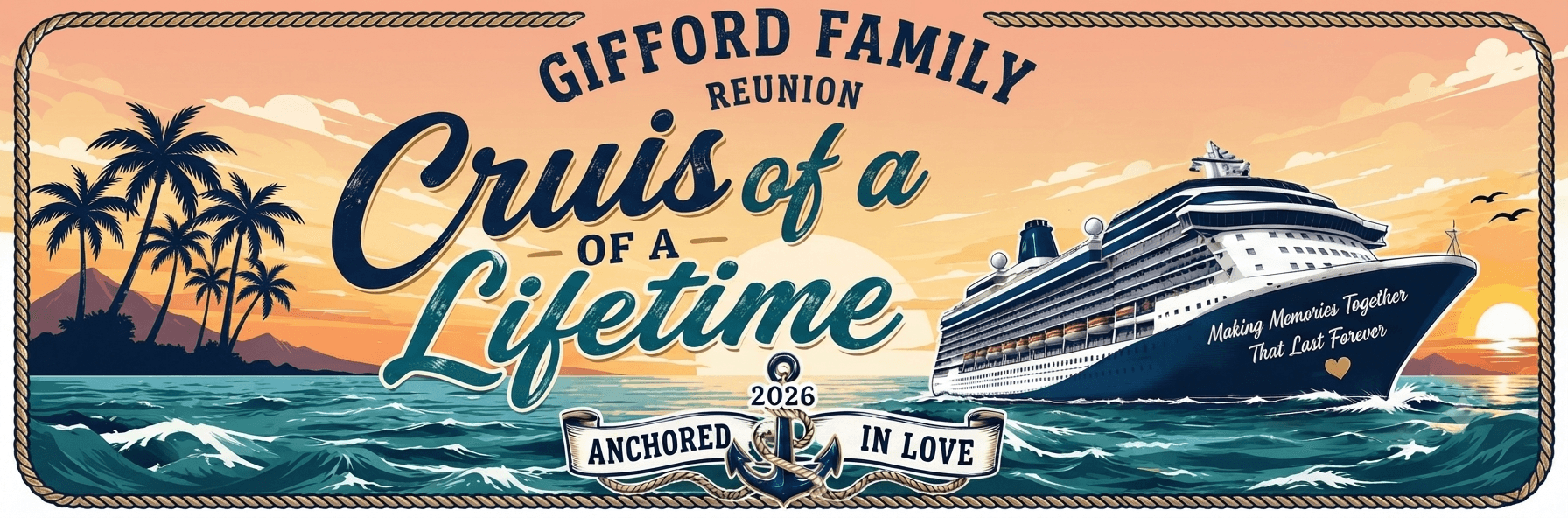 Cruise of a Lifetime reunion banner